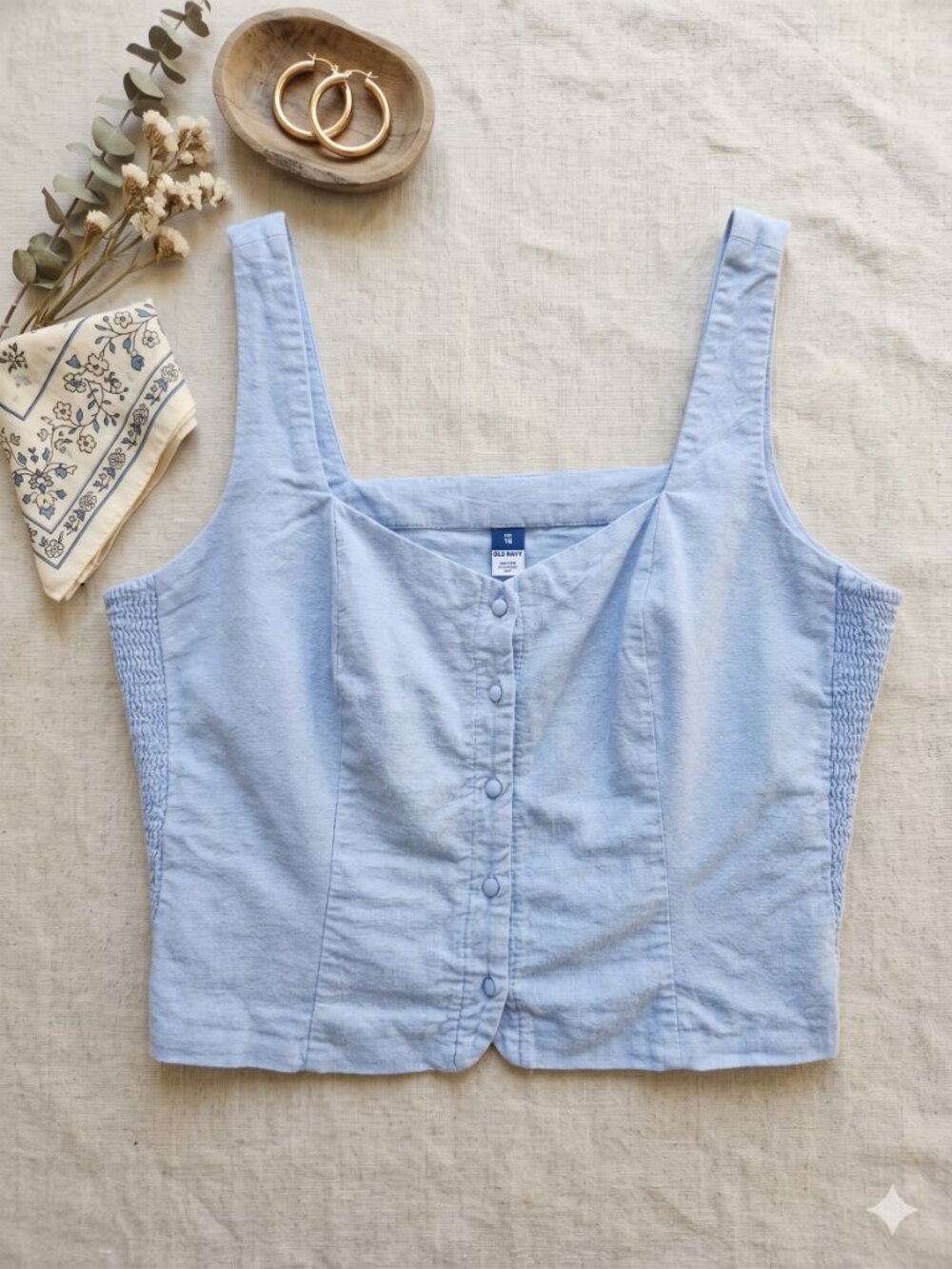 Old Navy Light Denim Button-Front Tank